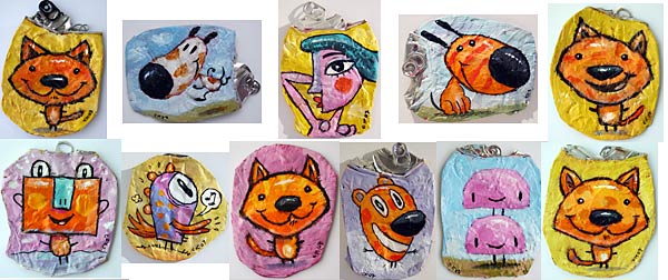 crushed can, art, recycle, colorful,soda,beer,kaufman,charles