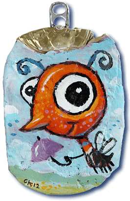 Charles Kaufman's Crushed Can Art Paintings recycle upcycle