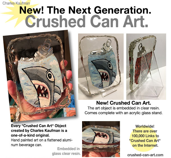 resin crushed can art by charles kaufman